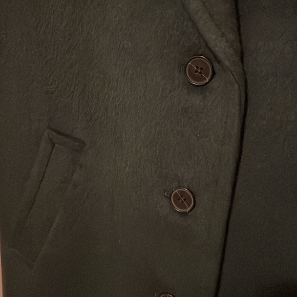 Women's Dark Green Wool Coat - Picture 9 of 10